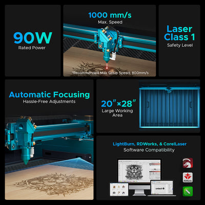 OMTech Pronto 35 90W CO2 Laser Cutter and Engraver with Autofocus